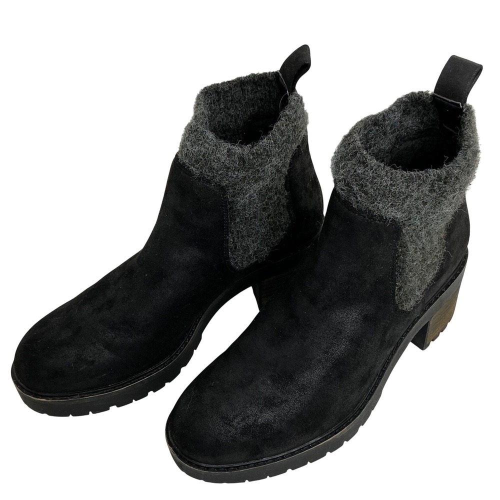 B-52‎ by Bullboxer Womens Black Faux Suede Knit Collar Ankle Boots Size 9 EU 40